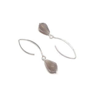 Boucles d'oreilles iara agate grise arge