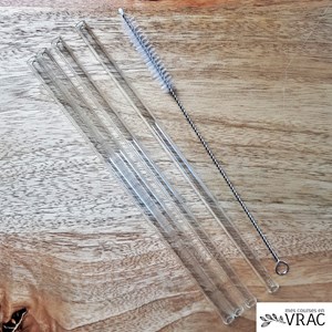 Pailles en verre & leur brosse de