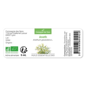 Aneth (anethum graveolens) - huile essentielle bio - 10ml garantie chromacert® -