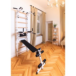 Benchk 733w espalier bois métal blanc