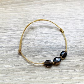 Bracelet candy quartz fumé doré