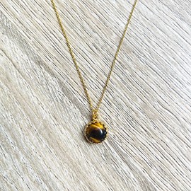 Collier margaux œil de tigre brune or