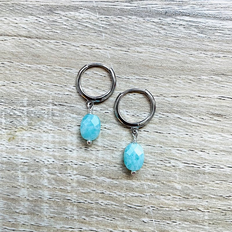 Créoles mini candy amazonite argent