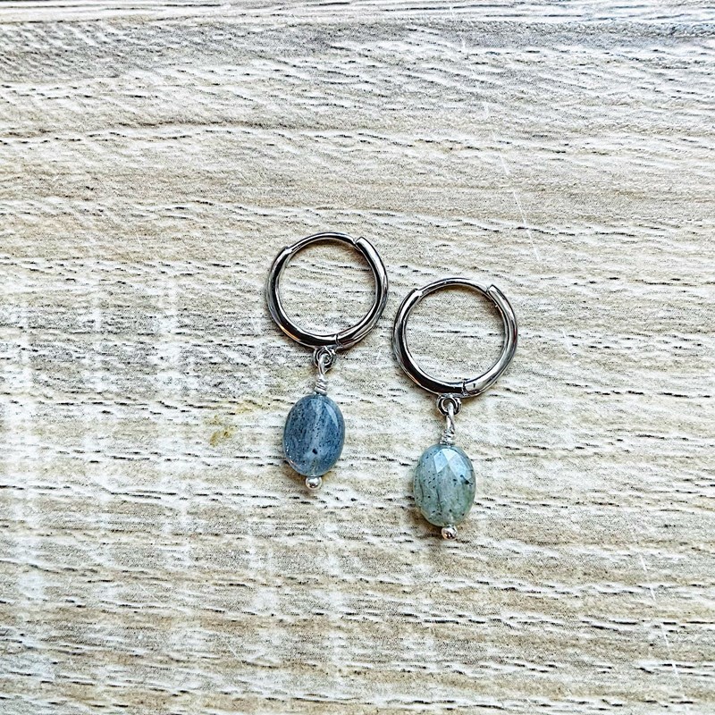 Créoles mini candy labradorite argent