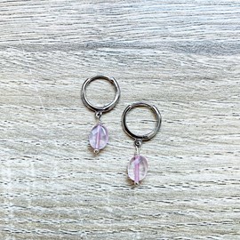 Créoles mini candy quartz rose argent