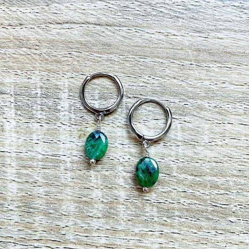 Créoles mini candy rubis zoïsite argent