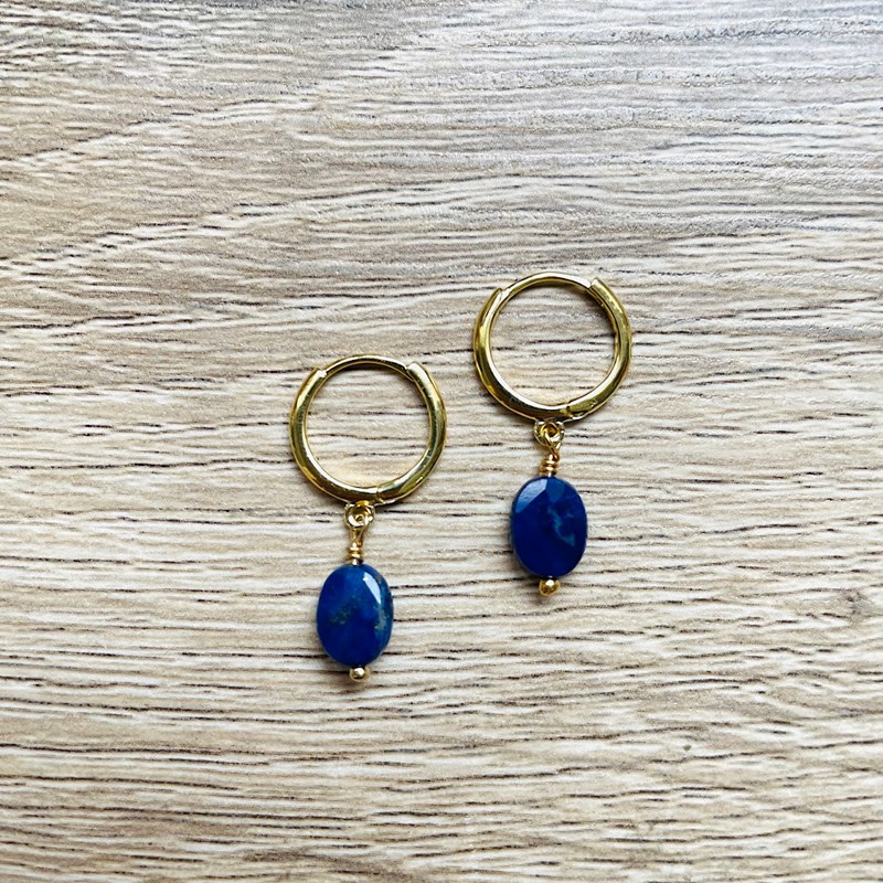 Créoles lapis lazuli argent mini candy