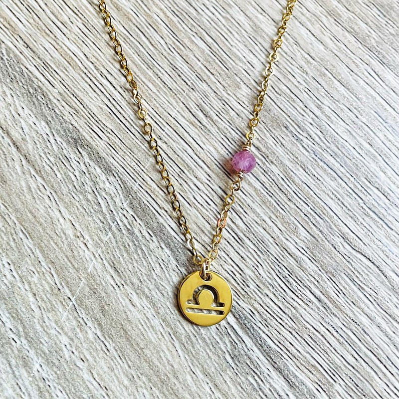 Collier astrée balance tourmaline rose