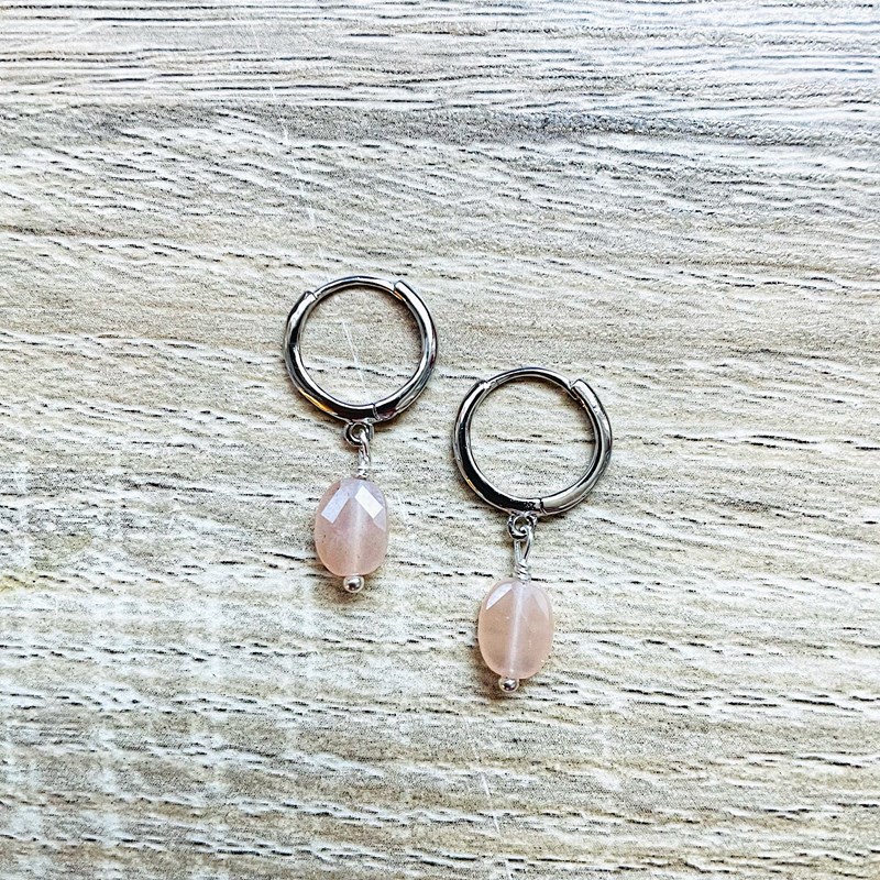 Créoles candy pierre de soleil argent