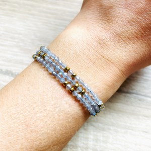 Collier 2 en 1 romy labradorite grise