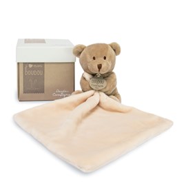 Doudou ours mouchoir boite fleur