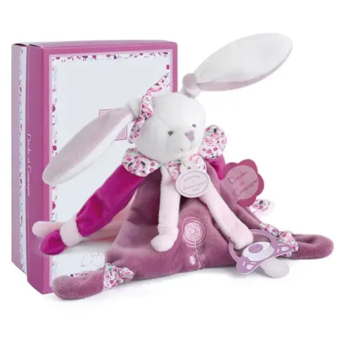 Mù - Doudou attache-sucette cerise le lapin