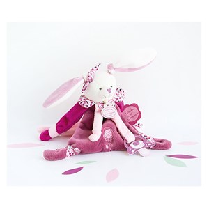 Doudou attache-sucette cerise le lapin