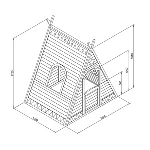 Tipi cabane pour enfant en bois peint