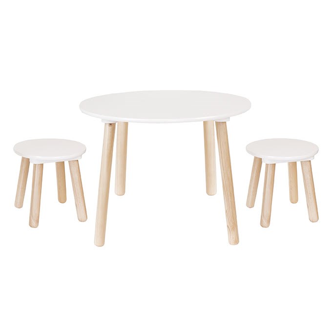 Table et tabourets blancs