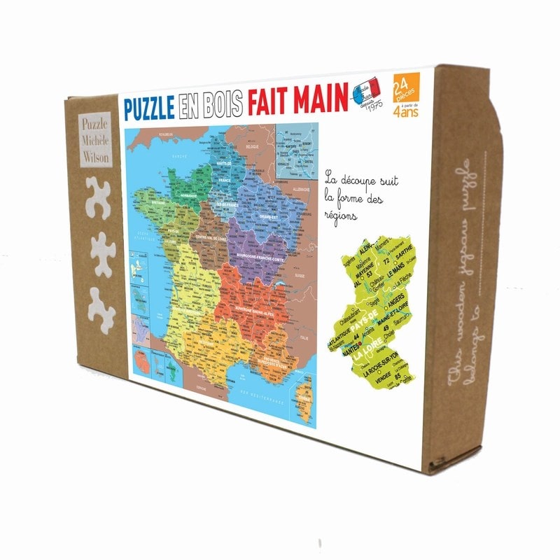 Puzzle France Magnétique 93 pcs (bois) - JANOD - Nouvelles régions