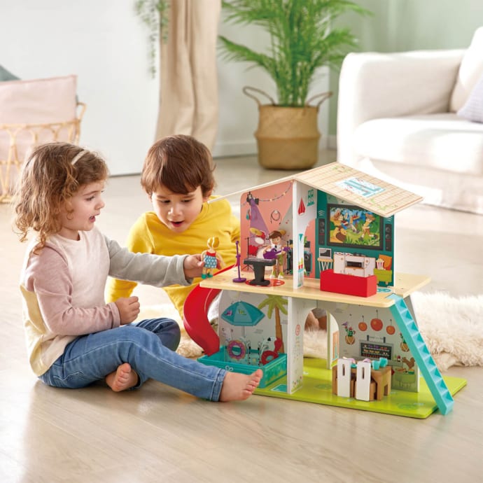 Maison De Poupées Hape Toute Saison Meublée - Jeu En Bois Pour Enfants Dès 2 Ans