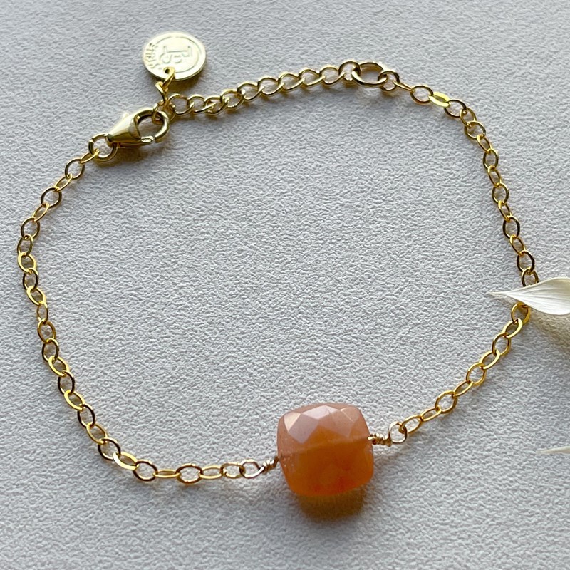 Bracelet Pour Femme, Décor En Pierre De Lune Orange Et Perles Naturelles, 1  Pièce, Mode en ligne