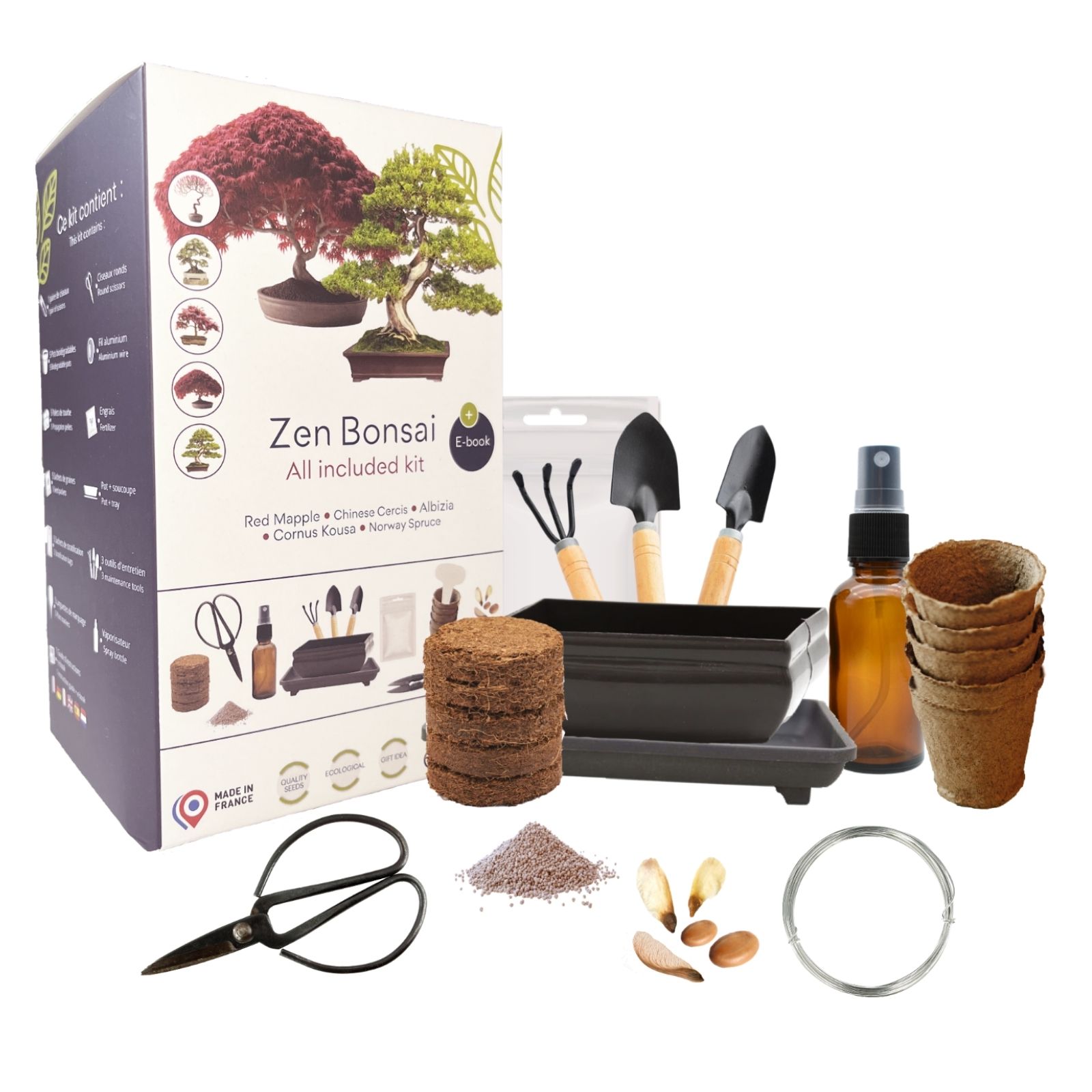 Audeuk Kit de 10 outils pour bonsaï, outils de jardinage avec fils