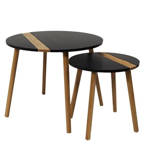 Lot de 2 tables d'appoint gigognes bicol
