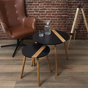 Lot de 2 tables d'appoint gigognes bicol