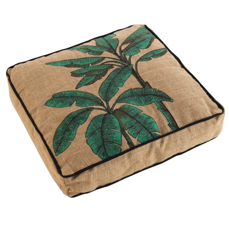 Douceur d'intérieur - Coussin de sol 40x40 cm jute imprimé bal
