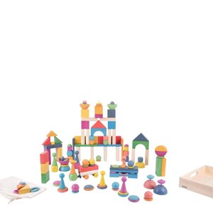 54 blocs géants en bois arc-en-ciel