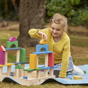 54 blocs géants en bois arc-en-ciel - jouet créatif et éducatif, éveil sensoriel