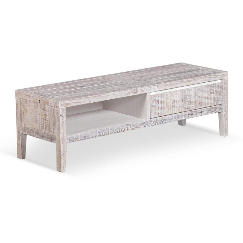 Décoration d'autrefois - Meuble tv bois gris 120x40x38cm