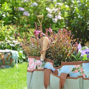 Sac outils de jardinage imprimé roses