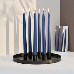 12 bougies flambeaux 8h bleu intemporel