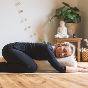 Coussin de yoga - bolster - bleu paon