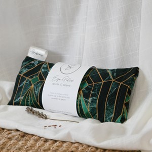 Coussin yeux lin lavande - jade