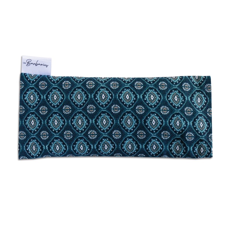 Les Barbaries - Coussin yeux lin lavande - bleu ethnique