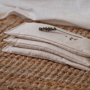 Coussin yeux lin lavande - bleu ethnique