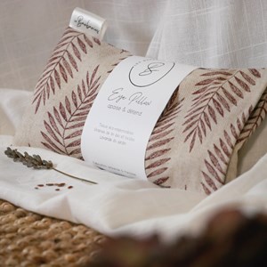 Coussin yeux lin lavande - feuillage
