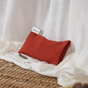 Coussin yeux lin lavande - terracotta