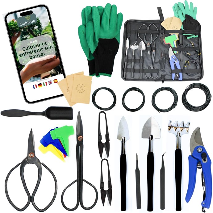 Lot de 16 outils pour bonsai Nature & Découvertes