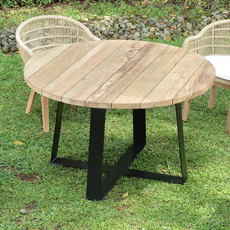 Gecko Jardin - Table métal et teck recyclé 130 cm orsay