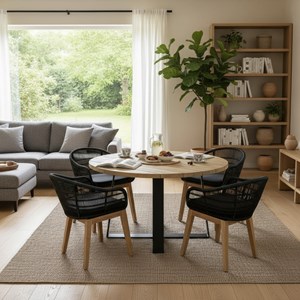 Table métal et teck recyclé d130 orsay