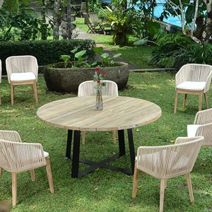 Table métal et teck recyclé d160 orsay