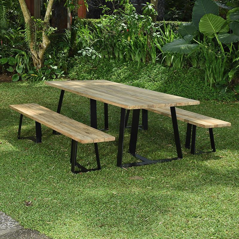 Gecko Jardin - Table métal et teck recyclé 240 cm orsay