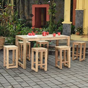 Table haute teck recyclé 180 cm toscagne