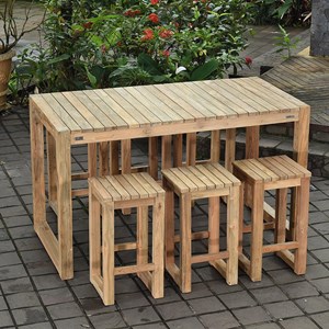 Table haute teck recyclé 180 cm toscagne