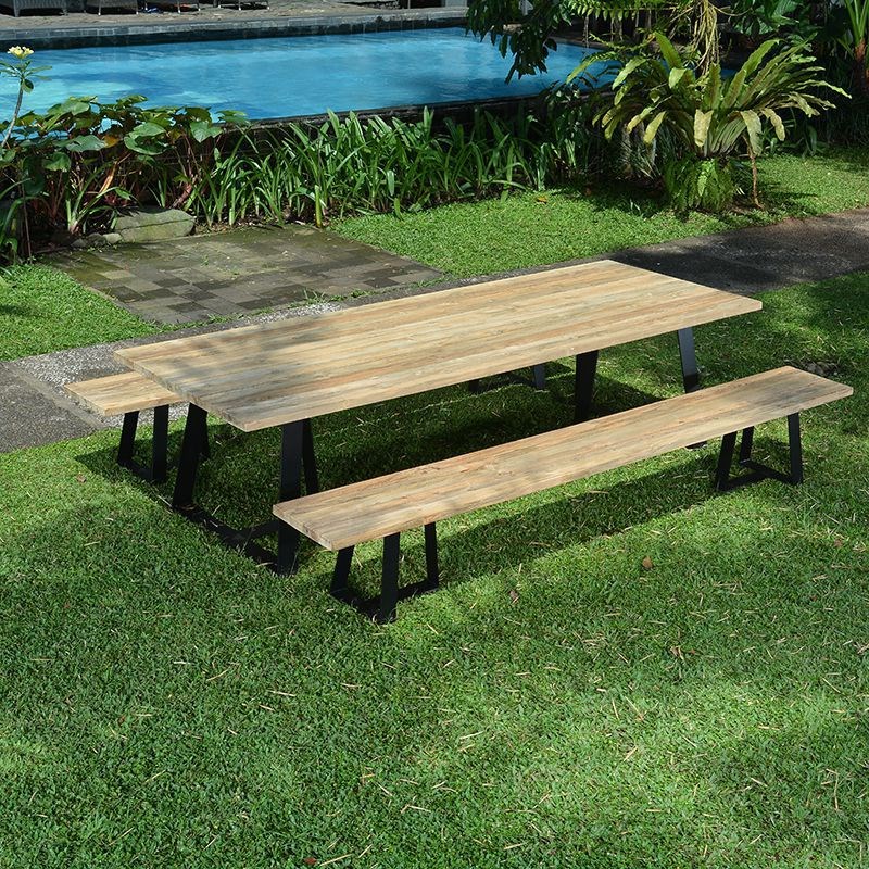 Banc métal-teck recyclé 300cm orsay