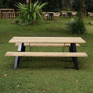 Banc métal-teck recyclé 300cm orsay