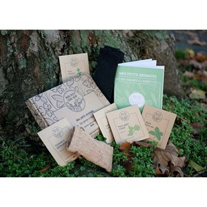 Kit jardinage - mes petits aromates : basilic, persil, coriandre, thym, ciboule