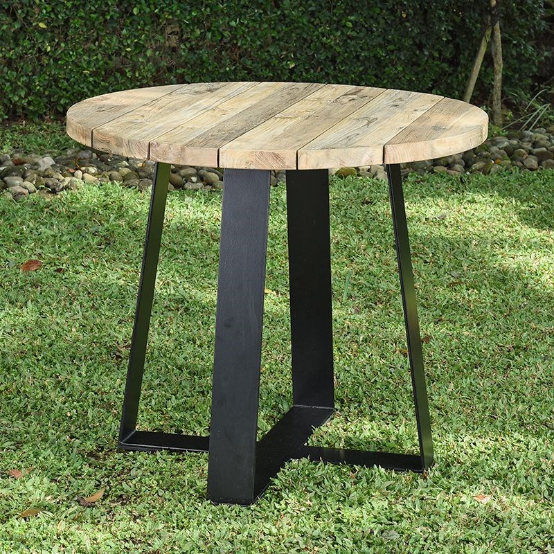 Gecko Jardin - Table métal et teck recyclé d 90 cm orsa
