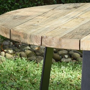 Table métal-teck recyclé d90 orsay