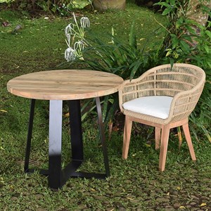 Table métal-teck recyclé d90 orsay